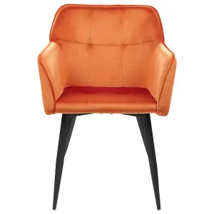 Set of 2 Dining Chairs JASMIN Velvet Orange