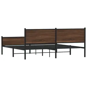 Berkfield Metal Bed Frame without Mattress Brown Oak 200x200 cm