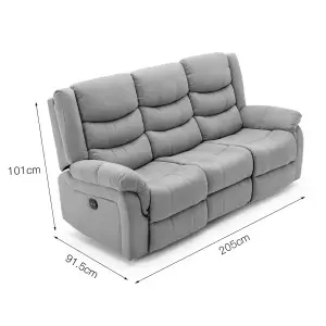 Seattle Electric Fabric Recliner 3 Seater Sofa