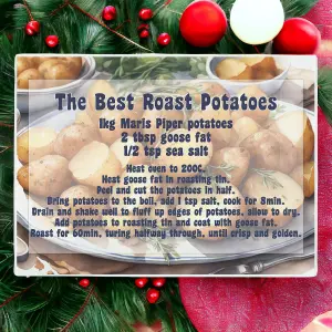 Purely Home Christmas Rectangular Large Glass Worktop Protector - Best Roast Potatoes Recipe