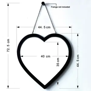 Hanging Heart Mirror/Decorative Vanity Mirror (Black, 44.5 x 44.5 cm)