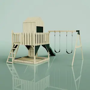 Rebo PolarPlay Kids Climbing Tower & Playhouse - Swing Elof Green