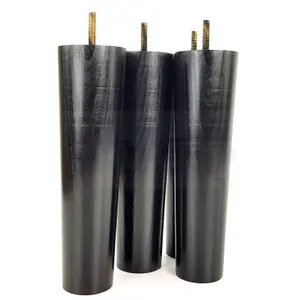 TURNED WOOD LEGS BLACK 230mm HIGH SET OF 4 REPLACEMENT FURNITURE BUN FEET SETTEE CHAIRS SOFAS FOOTSTOOLS M10 PKC148