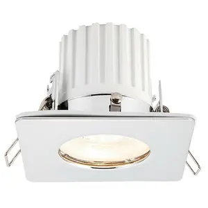 IP65 Bathroom Slim Square Ceiling Downlight Chrome Plated Recessed GU10 Lamp