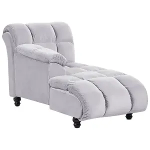 Right Hand Velvet Chaise Lounge Grey LORMONT