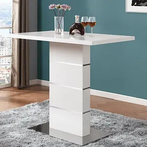 Parini White Gloss Bar Table 4 Ritz Black White Stools