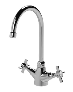 Mono Two Crosshead Handle Sink Mixer Tap - Chrome