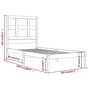 Berkfield Bed Frame Honey Brown Solid Wood Pine 100x200 cm