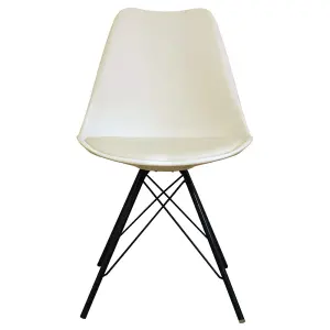 Soho Vanilla Plastic Dining Chair with Black Metal Legs