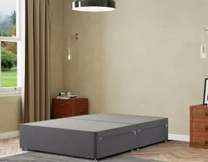 Simple Divan Base 2 Drawers Linen Grey