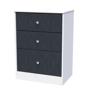 San Jose Ready assembled Indigo & white 3 Drawer Chest (H)791mm (W)746mm (D)395mm