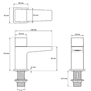 Mira Showers Honesty Square Bath Pillar Taps Chrome Bathroom - 1 Pair 2.1815.003