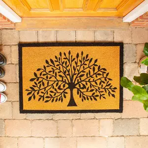 Coir Door Mat - Tree of Life Rectangle 90 x 60 cm