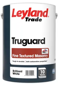 Leyland Trade Fine-Textured Truguard Masonry Paint Brilliant White - 5L