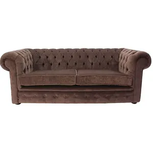 Chesterfield Handmade 3 Seater Sofa Settee Pimlico Chocolate Brown Fabric In Classic Style