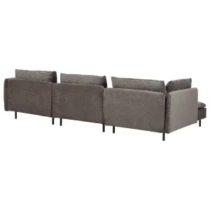 Right Hand Modular Jumbo Cord Corner Sofa Brown EGERIS