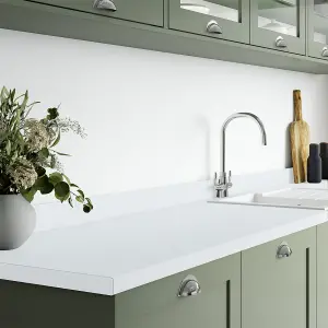 Wilsonart Blanc chamonix Matt White Laminate Kitchen Upstand (L)3000mm