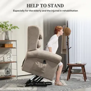 HOMCOM Power Lift Recliner Chair for Elderly with Remote Control, Khaki