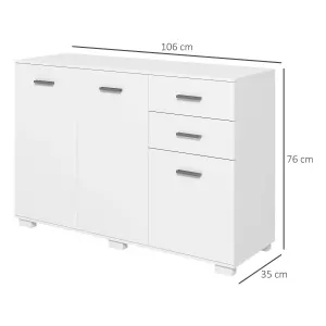 HOMCOM Modern Sideboard Kitchen Storage Cabinet with 2 Drawers and Shelves