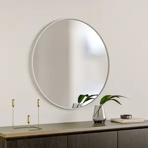 Baum Metal Flat Wall Mirror White / 70 cm H x 70 cm W