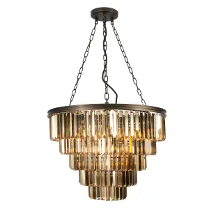 Litecraft Visconte Ingot Bronze 10 Light Crystal Effect Pendant