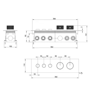 Carmelo Concealed Thermostatic Valve with Triple Outlet