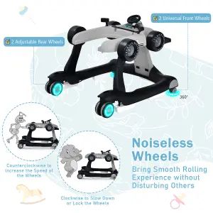 Costway 4-in-1 Foldable Baby Walker Activity Push Walker w/ Adjustable Height & Speed