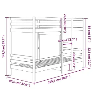 Berkfield Bunk Bed 90x200 cm Solid Wood Pine