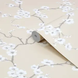 Fresco Apple Blossom Floral Natural Wallpaper