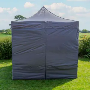 Pop Up 2.5x2.5 Gazebo With Sides Dark Grey