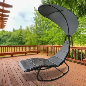 KEPLIN Heavy Duty Hammock Sun Lounger with Canopy Garden Outdoor Patio Sun Loungers