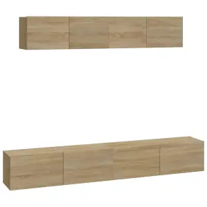 Berkfield 4 Piece TV Cabinet Set Sonoma Oak Engineered Wood