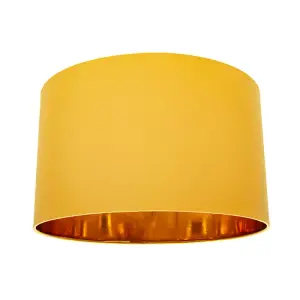 Contemporary Ochre Cotton 20 Floor/Pendant Lamp Shade with Shiny Gold Inner