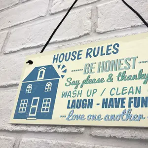 Red Ocean House Rules Cute First Home New House Gifts Home Decor Plaque Kitchen Sign