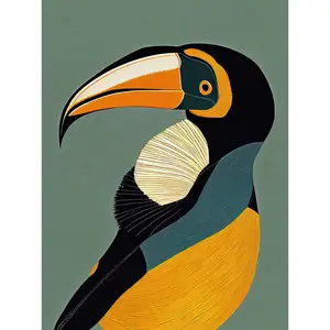 Keel Billed Toucan Bird Vintage - Print Brown Framed Paper / 40.5cm H x 30.5cm W