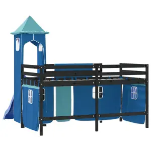 Berkfield Kids' Loft Bed with Tower without Mattress Blue 90x200 cm