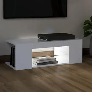 Berkfield TV Cabinet with LED Lights White 90x39x30 cm