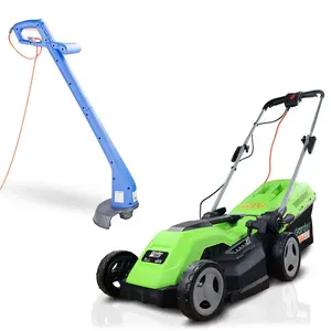 Hyundai 250W Corded Electric Grass Trimmer & GardenTek 38cm Corded Electric Roller Lawn Mower Bundle