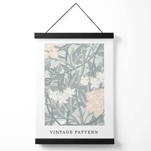 William Morris Jasmine in Green and Peach Medium Poster with Black Hanger