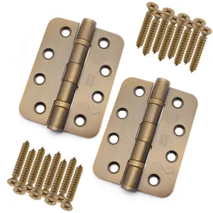 AFIT Florentine Bronze Grade 13 Fire Door Hinges-  4" Radius 102 x 76 x 3mm - Pack 3