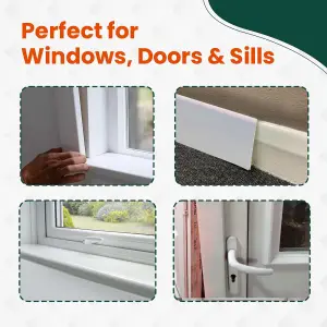 UPVC White Plastic Trim Architrave Skirting Board Flat Edging Window Sills Doors (W) 90mm (L) 5M