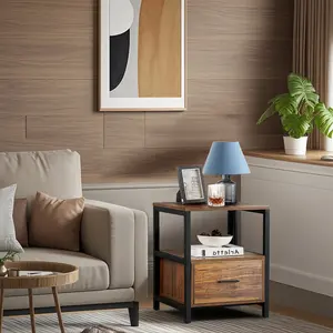 NS 1 Drawer Bedside Table Brown