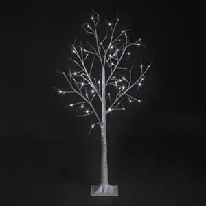 Snowtime 4ft / 120cm Light Up Birch Tree With Ice White Leds In Twinkle Effect Indoor / Outdoor