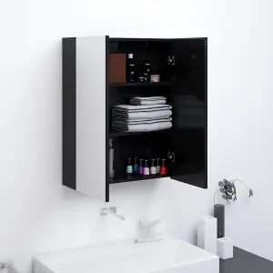 Berkfield Bathroom Mirror Cabinet 60x15x75 cm MDF Shining Black