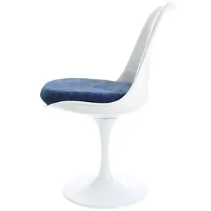 White Tulip Dining Chair with Luxurious Navy Cushion