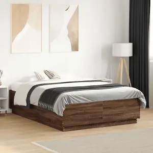 Berkfield Bed Frame without Mattress Brown Oak 140x190 cm