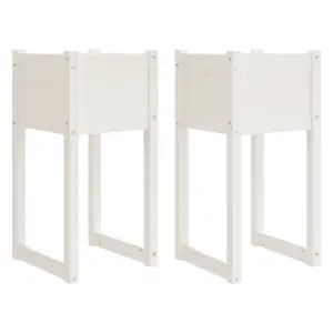 Berkfield Planters 2 pcs White 40x40x81 cm Solid Wood Pine