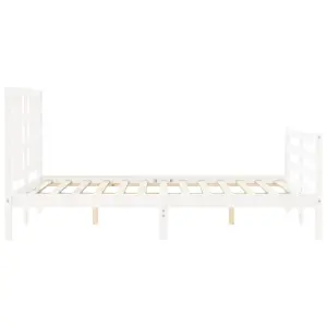 Berkfield Bed Frame with Headboard White 140x200 cm Solid Wood