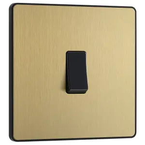 British General 20A 2 way 1 gang Single light Screwless Switch Satin Brass effect