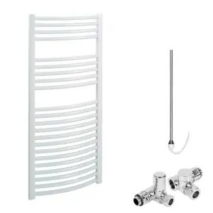 Bray Dual Fuel Heated Towel Rail, Curved, White - W500 x H1200 mm